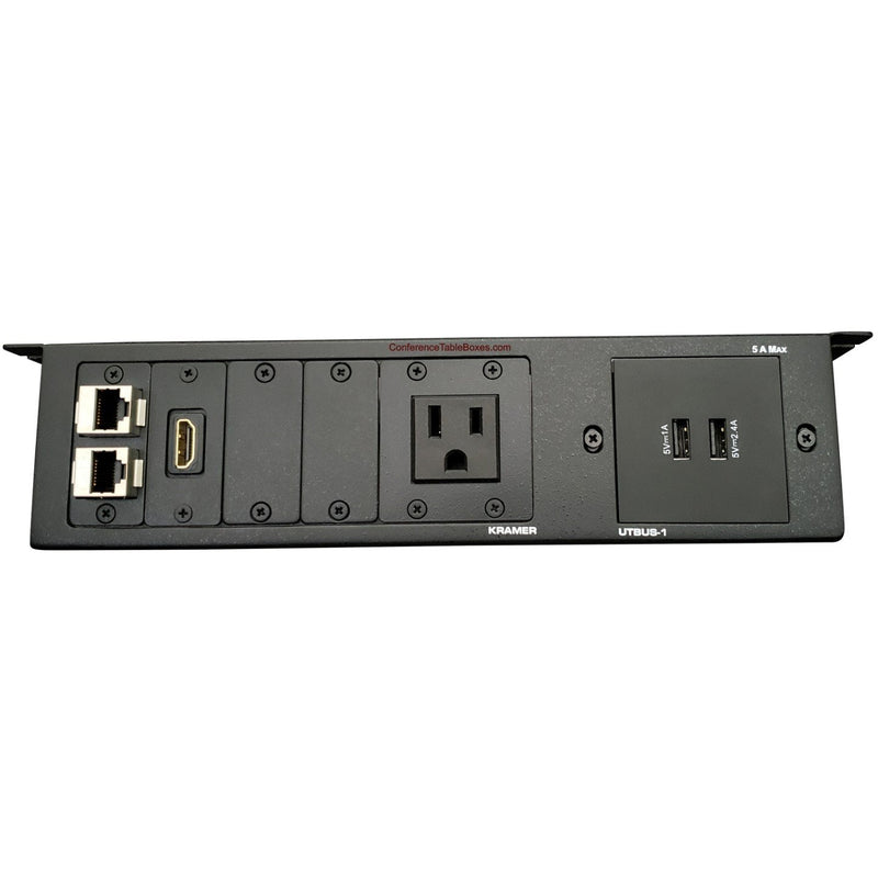 Kramer UTBUS-1-4 Under Table Box 1 Power, 2 Data, 2 HDMI, 2 Charging USB Charging, Black