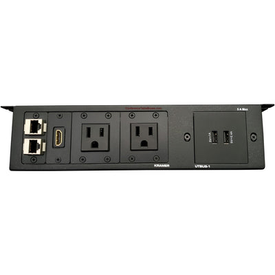 Under Table Edge Mount, 2 Power, 2 Charging USB, 2 Data, 1 HDMI - Black