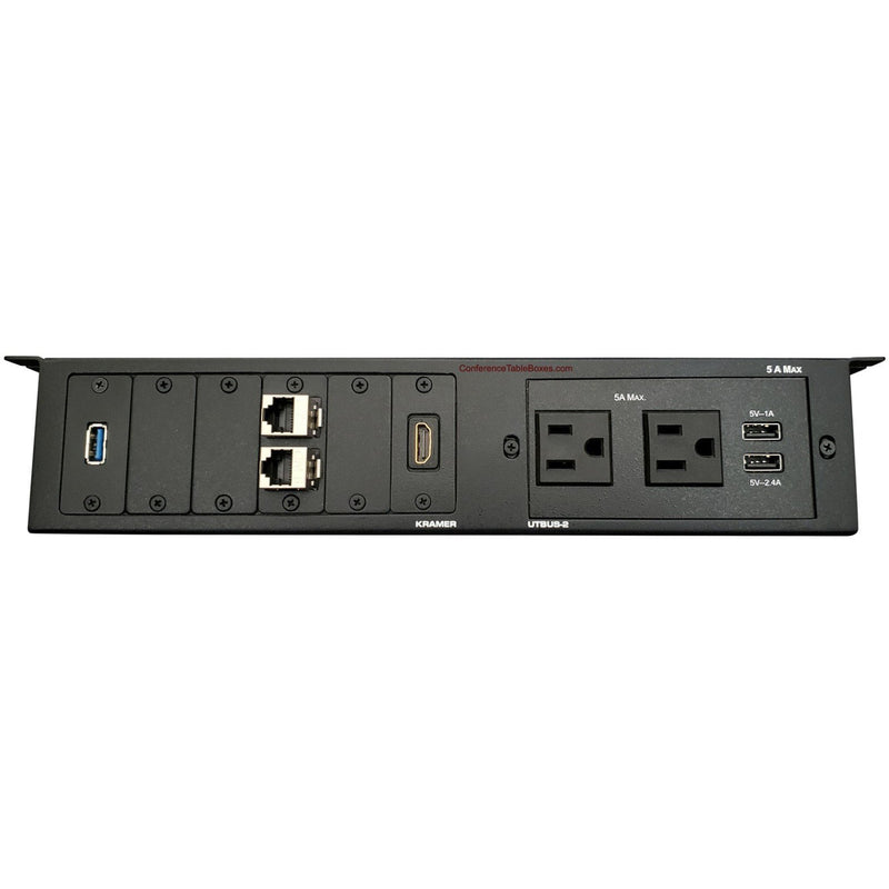 Kramer UTBUS-2-2 Under Table Box, 2 Power, 2 Data, 1 USB, 1 HDMI, 2 Charging USB, Black