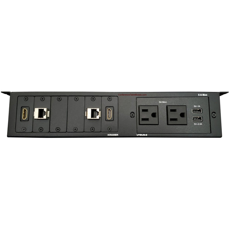 Kramer UTBUS-2-3 Under Table Box, 2 Power, 2 Data, 2 HDMI, 2 Charging USB, Black