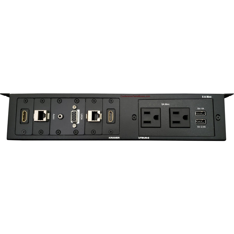 Kramer UTBUS-2-4 Under Edge Box, 2 AC, 2 Data, 2 HDMI, 2 Charging USB, 1 VGA, 1 Audio, Black