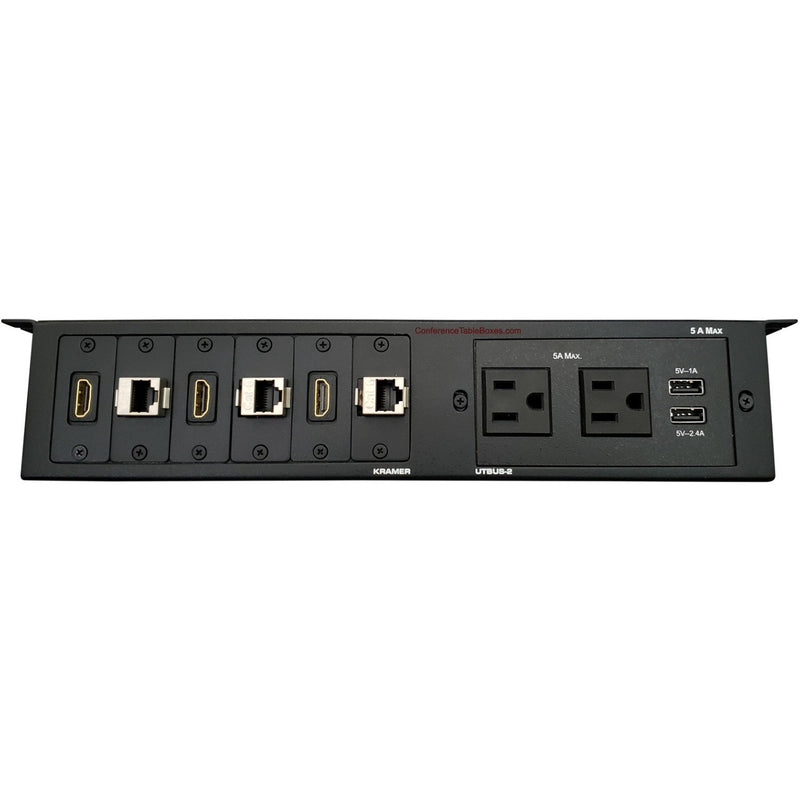 Kramer UTBUS-2-8 Under Table Box 2 Power, 3 Data, 3 HDMI, 2 Charging USB Black