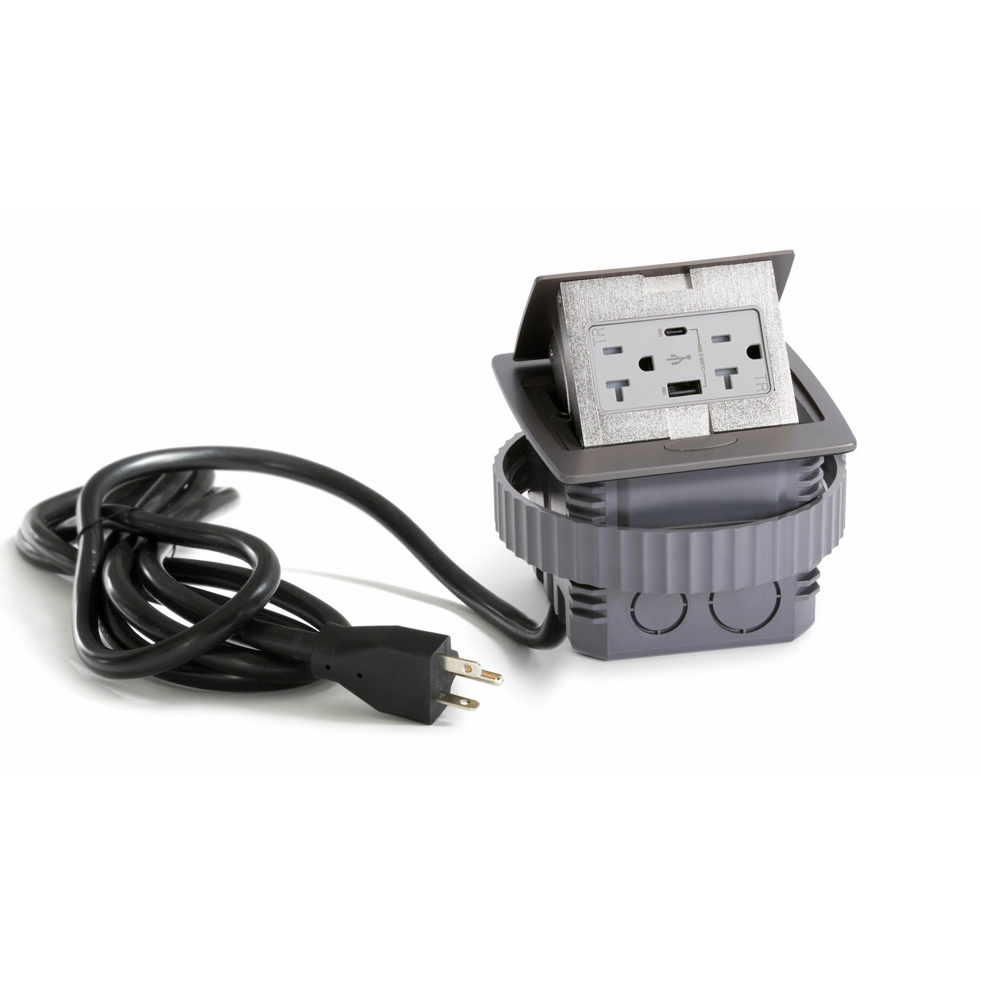 Graphite Conference Table Pop Up Conference Table Box, 2 Power, Charging USB A/C Ports, Graphite ...