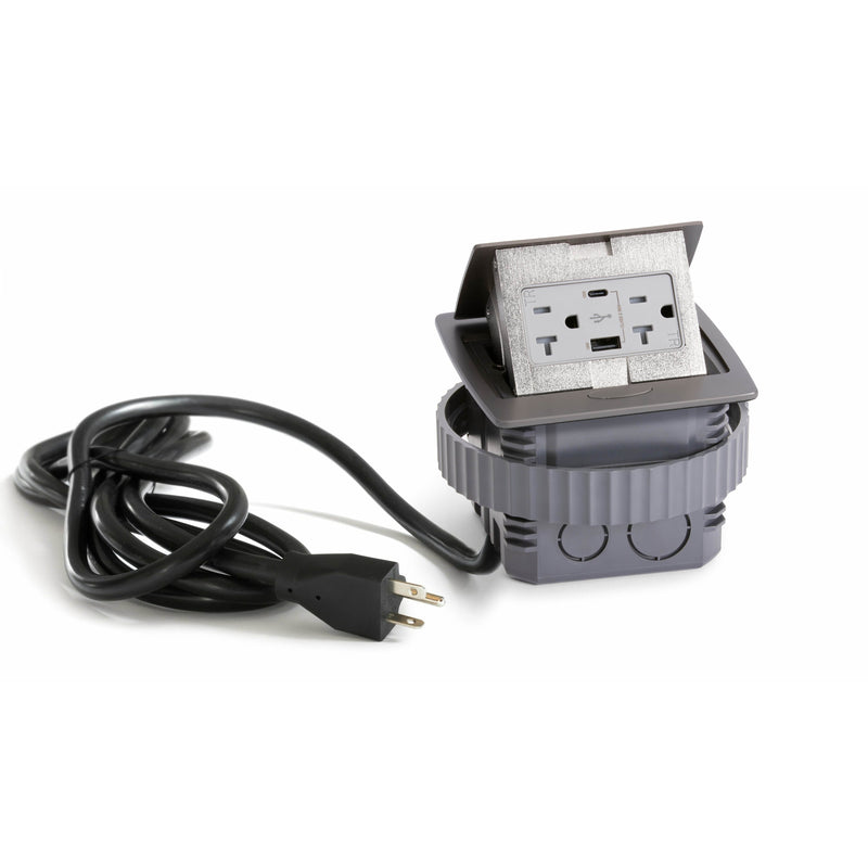 Graphite Conference Table Pop Up Conference Table Box, 2 Power, Charging USB A/C Ports, Graphite ...