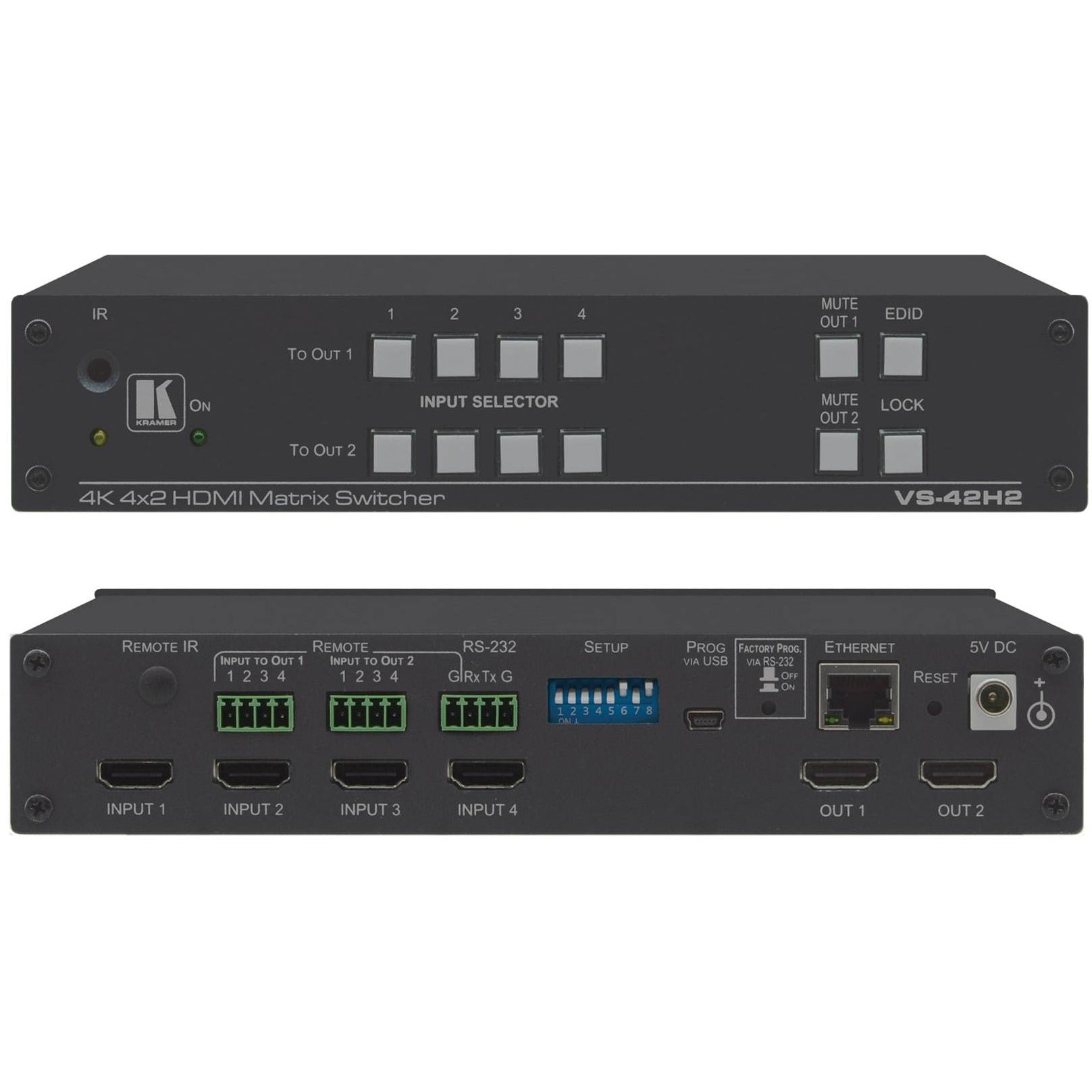 Kramer VS-42H2 4x2 HDMI Matrix Switcher 4K60 4:4:4 HDR, HDCP 2.2