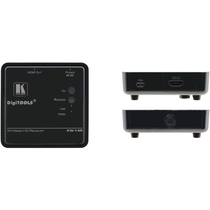 Kramer KW-14R Receiver Front, Back, and Top View