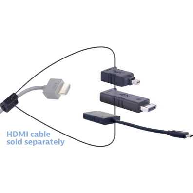 Liberty AV Digitalinx DL-AR1909 digital keychain presentation adapter converts HDMI to: DisplayPort, Mini DisplayPort, Pigtail USB-C