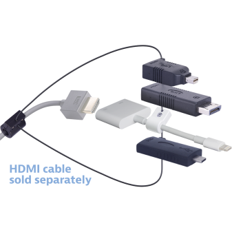 Liberty AV Digitalinx DL-AR6914 digital keychain presentation adapter converts HDMI to: DisplayPort, Mini DisplayPort, USB-C, Lightning