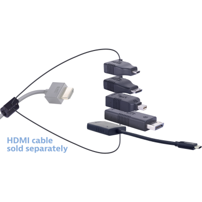 Liberty AV Digitalinx DL-AR1902 digital keychain presentation adapter converts HDMI to: DisplayPort, Mini DisplayPort, Micro HDMI, Mini HDMI, Pigtail USB-C