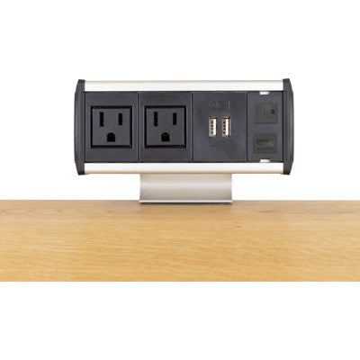 Table Edge Clamp Box, 2 Power, 2 Charging USB, 1 HDMI, 1 Cat6, Black