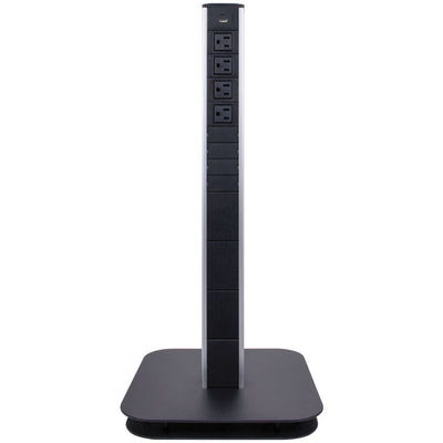 Portable Power and Charging Pedestal, 4AC, 2 USB-A/C, 24" Height, Black