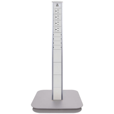 Portable Power & Charging Pedestal, 4AC, 2 USB-A/C, 24" Height, White