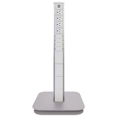Portable Power and Charging Pedestal, 4AC, 2 USB-A, 30" Height, White