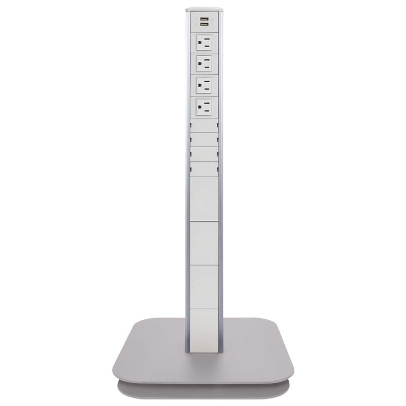 Portable Power and Charging Pedestal, 4AC, 2 USB-A, 24" Height, White