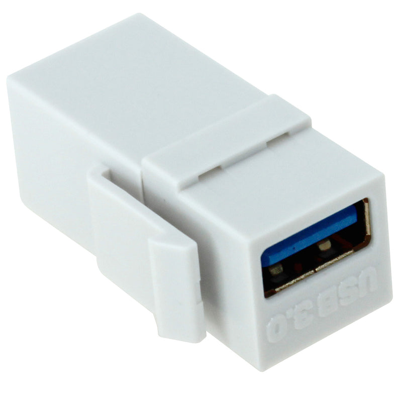 USB 3.0 Snap-In Keystone Jack, F-F Pass Through, Coupler, White